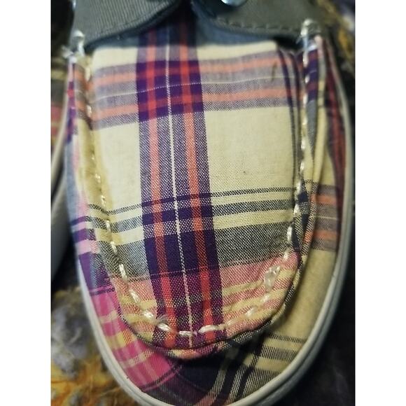 American Eagle Boat Women's Shoe Plaid Fabric Pink Gray White Sz 10 - Picture 4 of 4